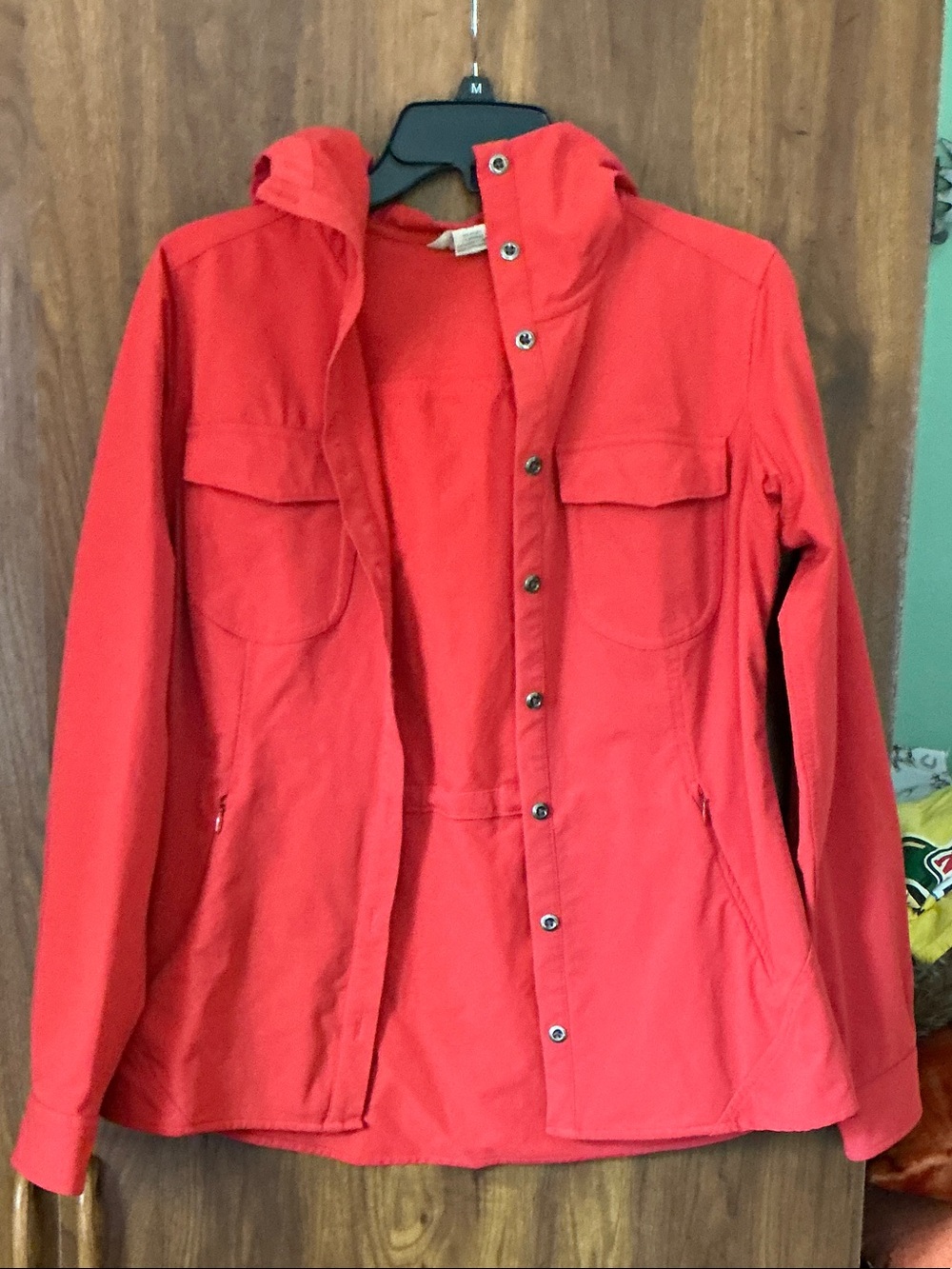 Duluth Trading Co Coral-Red Hooded Utility Jacket